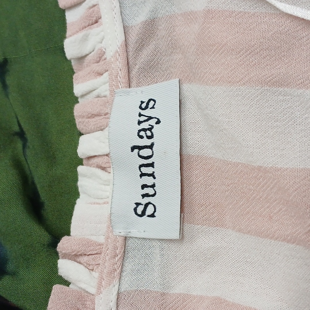 Sundays Tie Front Top in Pink and White Stripe - Picture 9 of 13